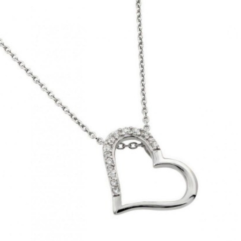 Sterling Silver Rhodium finish Clear CZ necklace